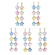 Acrylic Dangle Earrings, with 304 Stainless Steel Earring Hooks, Flower, Mixed Color, 110x18.5mm(EJEW-JE05753)