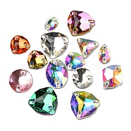 Sew on Rhinestone, Faceted Glass Rhinestone, Flat Back & Back Plated, Mixed Shapes, Mixed Color, 10~18x7~17x3~5mm, Hole: 0.9~1.2mm(GLAA-XCP0001-16)