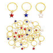 Independence Day Theme DIY Hair Accessories, Alloy Enamel Star Pendants and Iron Finding, for Hair Styling, Golden, 23mm, 3 colors, 10pcs/color, 30pcs/set(PALLOY-PH01473)