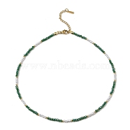 Glass Beaded Necklaces, Sea Green, 18.66 inch(47.4cm)(NJEW-P297-01G-05)