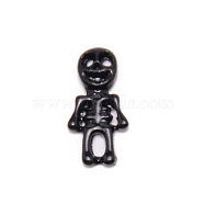 Alloy Skeleton Cabochons, Nail Art Decoration Accessories, Black, 12x6x1.6mm(MRMJ-WH0078-07B)