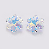 K9 Glass Rhinestone Pendants, Imitation Austrian Crystal, Faceted, Flower, Crystal AB, 29x25.5x11~11.5mm, Hole: 1.6mm(X-GLAA-K034-H05)