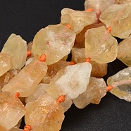 Nuggets Natural Citrine Beads Strands, 16~38x9~25x10~25mm, Hole: 1mm, about 15~17pcs/strand, 15.5 inch(G-F289-28)
