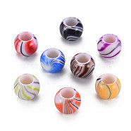 Opaque Acrylic European Beads, Large Hole Beads, Rondelle, Mixed Color, 11.5x9mm, Hole: 5.5mm, about 770pcs/500g(MACR-S308-07B)