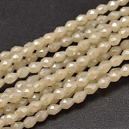 Faceted Teardrop Full Rainbow Plated Glass Bead Strands, Imitation Jade, Beige, 5x3mm, Hole: 1mm, about 100pcs/strand, 17.7 inch~19.6 inch(X-EGLA-J132-FR11)