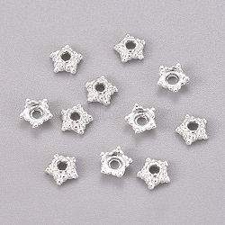 Tibetan Style Alloy Bead Caps, Lead Free & Cadmium Free & Nickel Free, Silver Color Plated, Size: 5.5mm in diameter, 2mm thick, hole: 1mm(X-K08E1022)