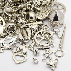 Mixed Style CCB Plastic Beads/Pendants, Platinum, 9~30x5~30x5~21mm, Hole: 1~9mm(CCB-X0005)