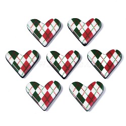 Acrylic Cabochons, Heart with Tartan Pattern, Colorful, 18.5x20x3.5mm(KY-T022-61)