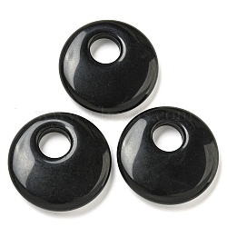 Natural Obsidian Pendants, Flat Round Charms, 28.5x7mm, Hole: 8.5mm(G-P547-01D)