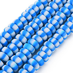 Handmade Polymer Clay Beads Strands, for DIY Jewelry Crafts Supplies, Flat Round, Dodger Blue, 6.8~8x3mm, Hole: 1.4mm, about 110~116pcs/strand, 15.75 inch(40cm)(CLAY-N008-042G)