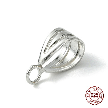 Rhodium Plated 925 Sterling Silver Pendant Bails, with S925 Stamp, Platinum, 13.5x7.5x5mm, Hole: 2mm and 6x8mm