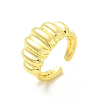 Brass Croissant Open Cuff Ring for Women, Light Gold, Inner Diameter: 17mm