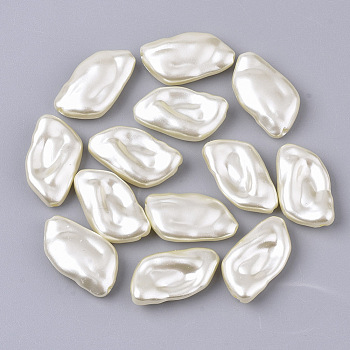 ABS Plastic Imitation Pearl Beads, Nuggets, Beige, 20.5x11.5x5mm, Hole: 1.2mm