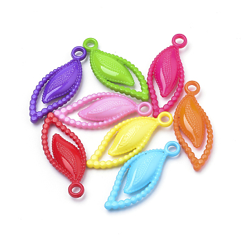 Opaque Acrylic Pendants, Leaf, Mixed Color, 36.5x14x5mm, Hole: 3mm, about 660pcs/500g