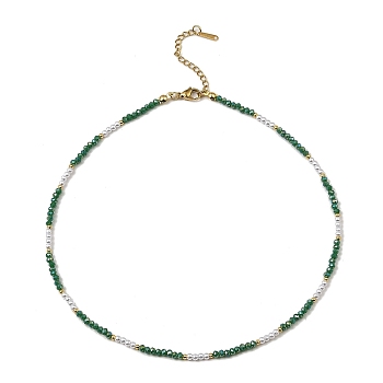Glass Beaded Necklaces, Sea Green, 18.66 inch(47.4cm)