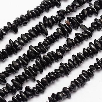 Natural Black Spinel Bead Strands, Chips, 4~12x4~12mm, Hole: 1mm, about 15.74 inch
