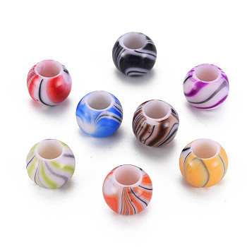 Opaque Acrylic European Beads, Large Hole Beads, Rondelle, Mixed Color, 11.5x9mm, Hole: 5.5mm, about 770pcs/500g