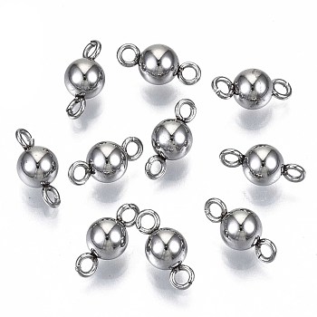 201 Stainless Steel Links Connectors, Round, Stainless Steel Color, 11.5x5.5mm, Hole: 1.6mm