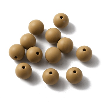 Silicone Beads, DIY Nursing Necklaces and Bracelets Making, Chewing Pendants For Teethers, Round, Goldenrod, 12x11mm, Hole: 2mm