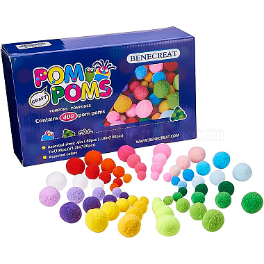 1 Box(400pcs) Pom Poms Craft Making Assorted Sizes & Colors High-elastic Good Quality Pom Poms Creative Craft DIY Material(DIY-BC0001-02)-4