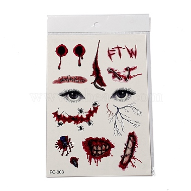 9шт 9 стиль Хэллоуин клоун ужас съемные временные татуировки бумажные наклейки для лица(AJEW-G048-05)-2