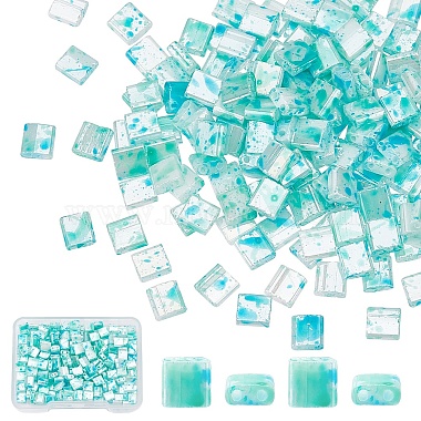 5mm Pale Turquoise Rectangle Glass Beads