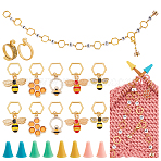 33Pcs Bee DIY Knitting Tool Sets, including Locking Stitch Markers, Counter Chains, Knitting Needle Stoppers & Yarn Guide Finger Holder, Mixed Color, 29.8cm(HJEW-NB00052)