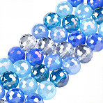 4 Strands Electroplate Glass Bead Strands, Faceted, Round, Cornflower Blue, 8mm, Hole: 1.4mm, about 50~51pcs/strand, 14.33''~14.69''(36.4~37.3cm)(GLAA-PA0001-09C)