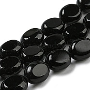 Natural Black Onyx(Dyed & Heated) Beads Strands, Flat Oval, 10x8x5.5mm, Hole: 0.8mm, about 39pcs/strand, 15.47''(39.3cm)(G-M420-D10-01)