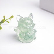 Natural Fluorite Fox Display Decorations, Resin Figurine Home Decoration, for Home Feng Shui Ornament, 35x30x40mm(WG88930-14)