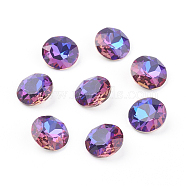 Pointed Back & Back Plated Glass Rhinestone Cabochons, Grade A, Faceted, Flat Round, Violet Blue, 8x4.5mm(X-RGLA-J012-8mm-001VB)