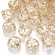 Brass Bead Caps, Nickel Free, Multi-Petal, Flower, Real 18K Gold Plated, 10x7mm, Hole: 1.2mm(KK-T055-027G-NF)