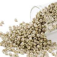 TOHO Round Seed Beads, Japanese Seed Beads, (1700) Gilded Marble White, 8/0, 3mm, Hole: 1mm, about 1110pcs/50g(SEED-XTR08-1700)