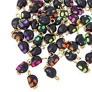 200Pcs Skull Acrylic Pendants, with Alloy Findings, Mixed Color, Golden, 16x18x8mm, Hole: 2mm(FIND-HY0001-38)