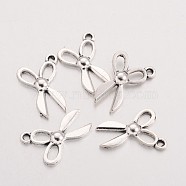 Scissor Tibetan Style Zinc Alloy Pendants, Lead Free & Cadmium Free, Antique Silver, 20x14x3mm, Hole: 2mm(X-TIBEP-R334-186AS-RS)