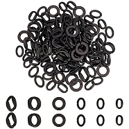 SUPERFINDINGS Opaque Spray Painted Acrylic Linking Rings, Quick Link Connectors, for Chains Making, Frosted, Mixed Shapes, Black, 128~131pcs(OACR-FH0001-013)