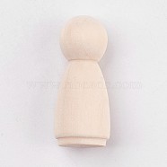 Unfinished Wood Female Peg Dolls People Bodies, for Kids Painting, DIY Crafts, Solid, Hard, Antique White, 34x14mm(X-DIY-WH0059-10A)