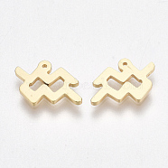 Ion Plating(IP) 304 Stainless Steel Charms, Constellation, Golden, Aquarius, 8x11x1mm, Hole: 0.5mm(STAS-S107-06I)