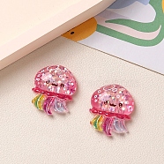 Marine Organism Theme Resin Cabochons, with Glitter Power, Jellyfish, 27x23mm(PW-WG8E4B4-03)