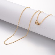 Ion Plating(IP) 304 Stainless Steel Necklace, Cable Chains, with Lobster Clasps, Golden, 19.69 inch(500mm), 1.5mm(MAK-G004-05G)