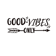 PVC Wall Stickers, for Wall Decoration, Word GOOD VIBES, Arrows Pattern, 580x220mm(DIY-WH0377-035)