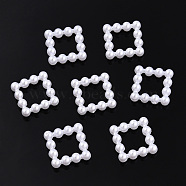 ABS Plastic Imitation Pearl Linking Rings, Square, White, 11x11x3mm, Inner Diameter: 6x6mm, about 1000pcs/bag(OACR-T015-08-01)