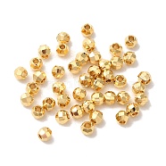 Brass Spacer Beads, Long-Lasting Plated, Faceted Round, Real 24K Gold Plated, 4.5x4mm, Hole: 2mm(KK-O133-013D-G)