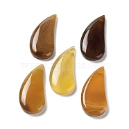 Dyed & Heated Natural Agate Pendants, Teardrop Charms, Yellow, 39~42x18.5~22x5.5~6mm, Hole: 1.5~1.6mm(G-G065-03G)