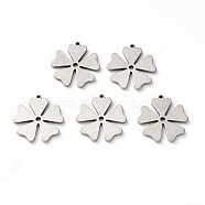 Tarnish Resistant 201 Stainless Steel Pendants, Laser Cut, Flower, Stainless Steel Color, 16x15x1mm, Hole: 1mm(STAS-N092-97)