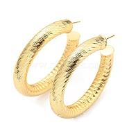 Rack Plating Brass Round Stud Earrings, Half Hoop Earrings, Cadmium Free & Lead Free, Real 18K Gold Plated, 49x7.5mm(KK-C026-19C-G)