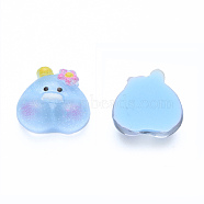 Translucent Resin Cabochons, Printed, Duck, Light Sky Blue, 10x10x4mm(CRES-N030-021)