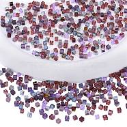 2 Bags Imitation Artificial Crystal Glass Beads, Faceted Cube, Mixed Style, Purple, 3x3x3mm, Hole: 0.9mm, about 100pcs/bag(GLAA-SZ0001-95A-08)
