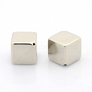 CCB Plastic Beads, Cube, Platinum, 13x13x13mm, Hole: 1mm(CCB-J029-35P)