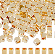 100Pcs Brass Spacer Beads, Long-Lasting Plated, Cube, Light Gold, 3x3x3mm, Hole: 2mm(KK-HY0003-58)